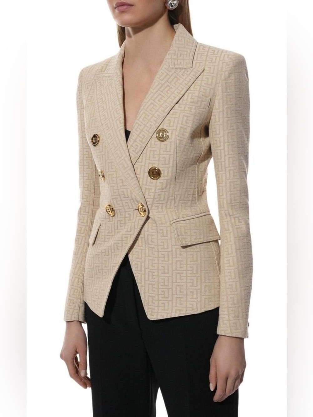 Balmain | Monogram Jacquard Double-Breasted Jacket, 6